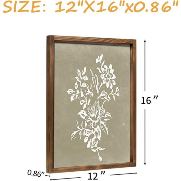 Framed Boho Wall Art Set of 4 for Wooded Minimalist Botanical Print Wall Art - Picture 6 of 8